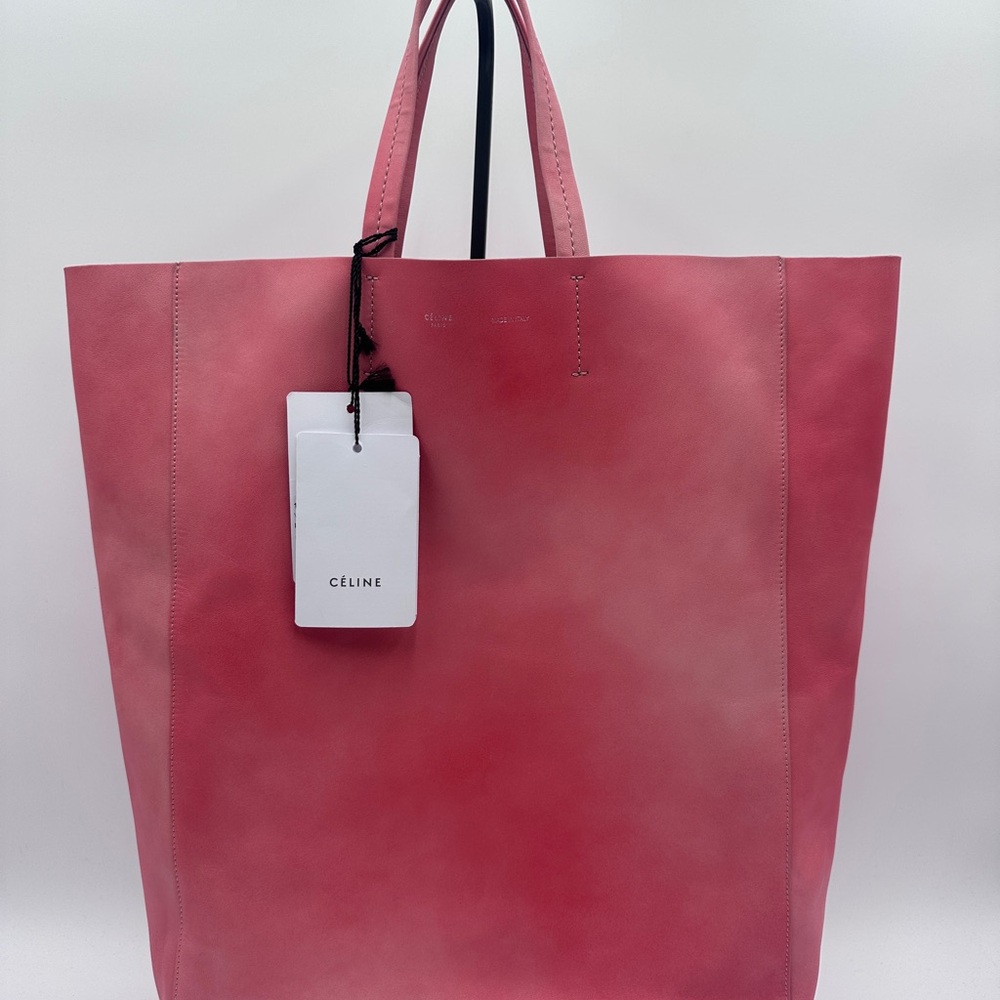 Celine Pink Leather Cabas Tote, crafted from pink lambskin leather